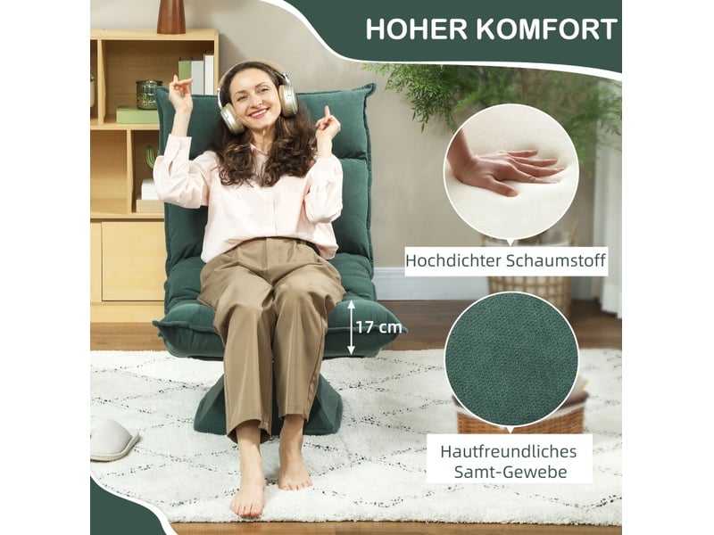  Fauteuil de sol pivotant 70x62x95 cm dossier réglable vert  - Conforama D