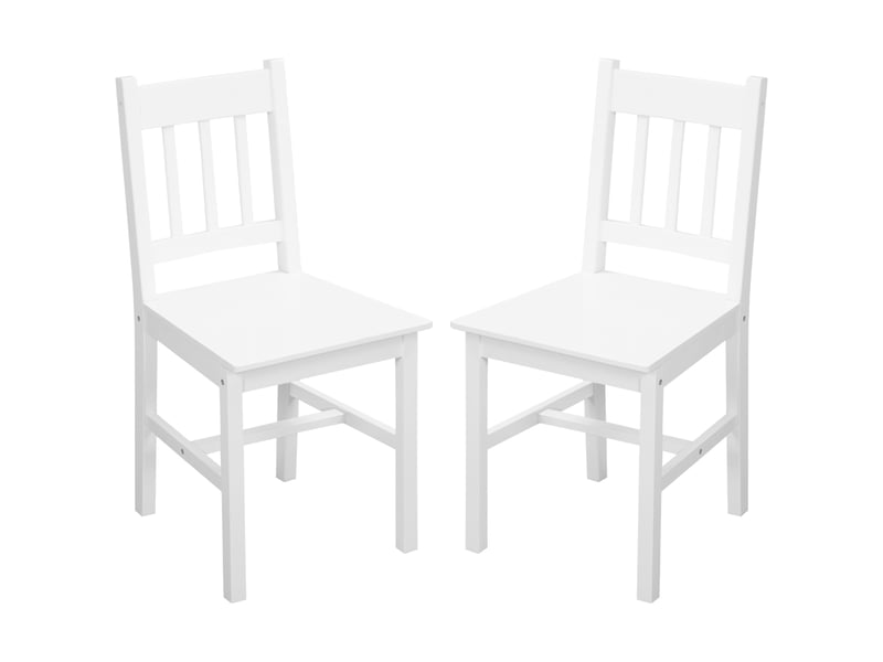  Lot de 2 chaises de salle à manger en bois massif chaise de cuisine dossier lattes esprit campagne blanc  - Conforama B