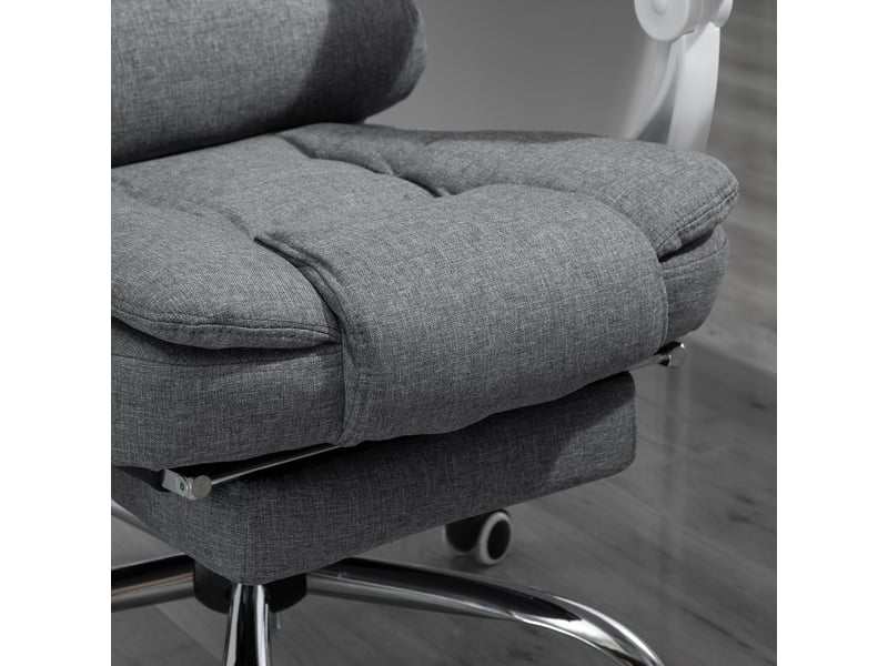  Chaise de bureau ergonomique vinsetto - repose-pieds rabattable, dossier inclinable, siège pivotant, confort durable  - Conforama D