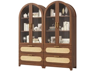 Vitrine coloris bois foncé 3 étagère(s) WISHDOR - 80 cmx175 cm