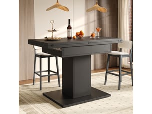 Table à manger extensible 60-120x120x75.1cm avec rangement, plateau rabattable et piètement carré, pour cuisine et salle à manger,noir
