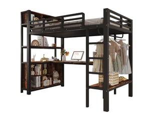 Lit mezzanine 90x200 cm <strong></strong>  <strong></strong> coloris noir