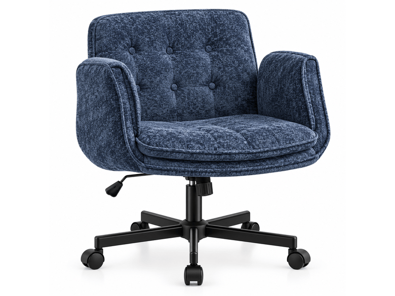  Chaise de bureau bleue pivotante, réglable avec accoudoirs rabattables, 150 kg  - Conforama A