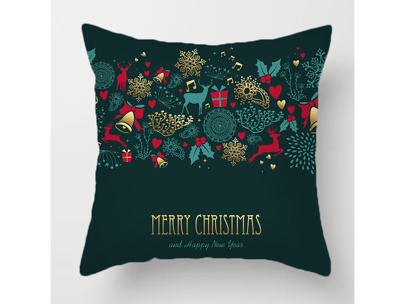  Housses de coussin joyeux noël - lot de 4 housses de coussin décoratives de noël avec cerf pour canapé, chambre et décoration intérieure, 45 x 45 cm, vert  - Conforama C