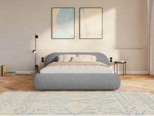 Lit avec rangement 200x200 cm <strong>SELSEY</strong>  <strong>Shels Low</strong> coloris gris