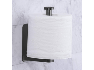 Porte-papier toilette autocollant pour cuisine ou salle de bain, sans perçage, se fixe au mur, en acier inoxydable brossé,noir