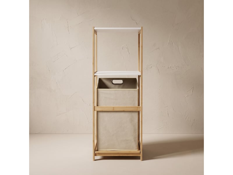 Panier à linge en bambou, 33 x 36 x 98 cm - Conforama D