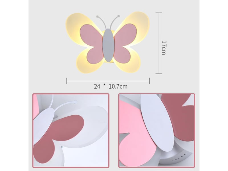  Applique murale led 16w  créative papillon pour chambre enfant couloir escalier lumière chaude  - Conforama D