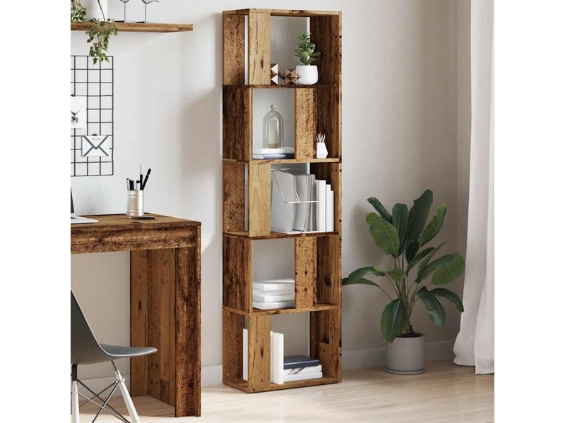  Bibliothèque, meuble de rangement salon vieux bois 45x24x159 cm bois d'ingénierie  - Conforama D