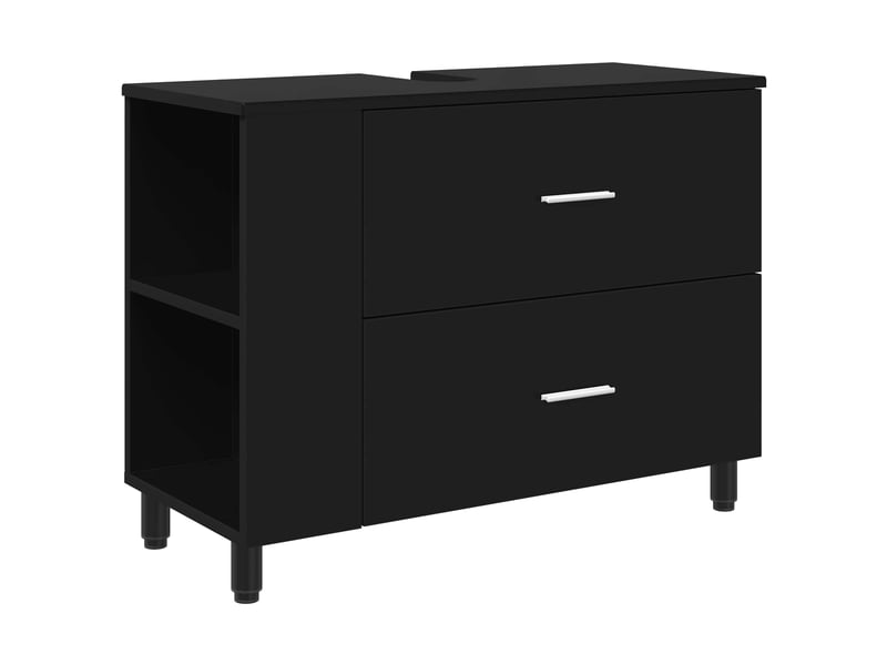  Unité de vanité de salle de bain, meuble de rangement noir 80x35x60 cm  - Conforama A