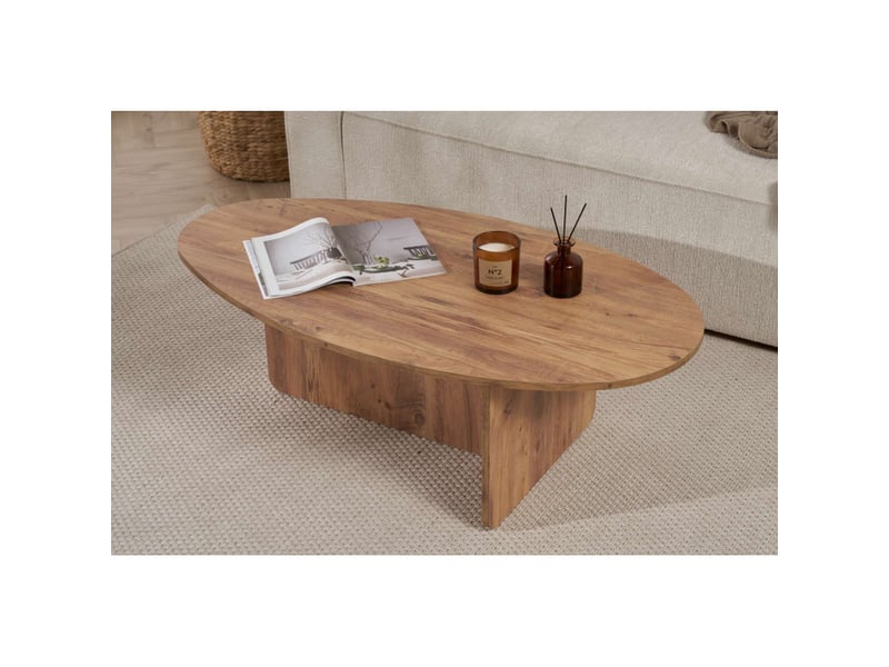  Table basse de salon en bois mdf mélaminé pin atlantique 120 x 65 x 40 cm  - Conforama E