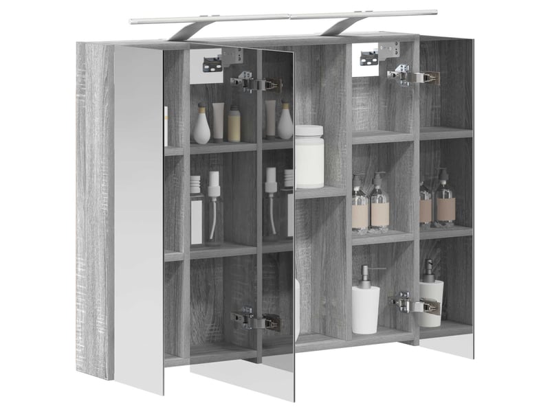 Armoire miroir salle de bain, meuble de rangement gris sonoma 80x14.5x70 cm - Conforama C