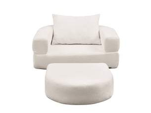Canapé modulaire réversible à assise large - éléments indépendants pour salon, chenille beige