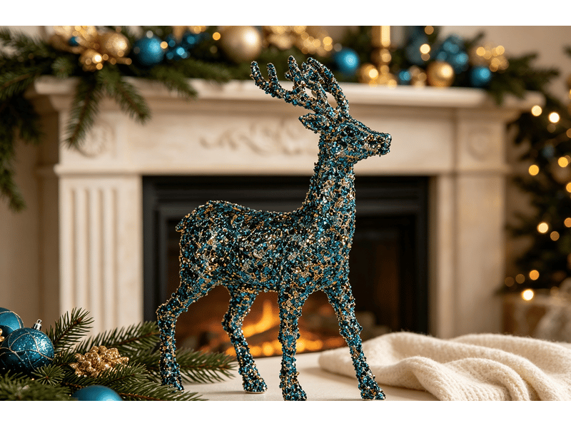  Renne de noël krist+ bleu or 15 x 45 x 30 cm S3612011 - Conforama D