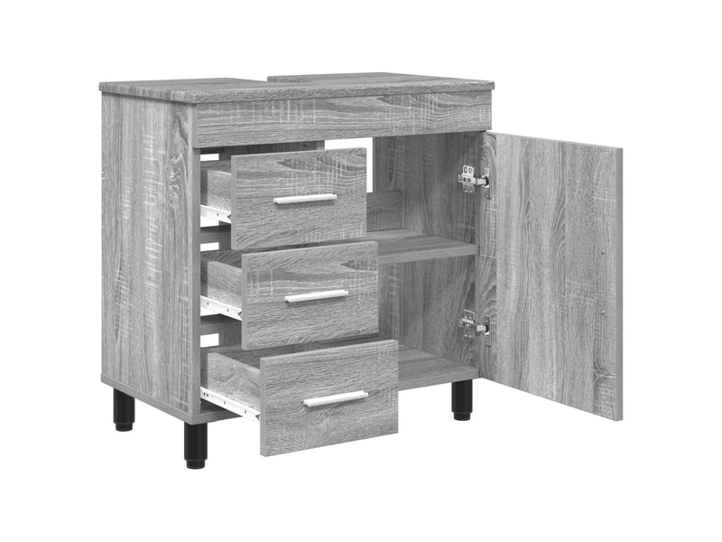  Unité de vanité de salle de bain, meuble de rangement sonoma gris 60x35x60 cm shl4455  - Conforama D
