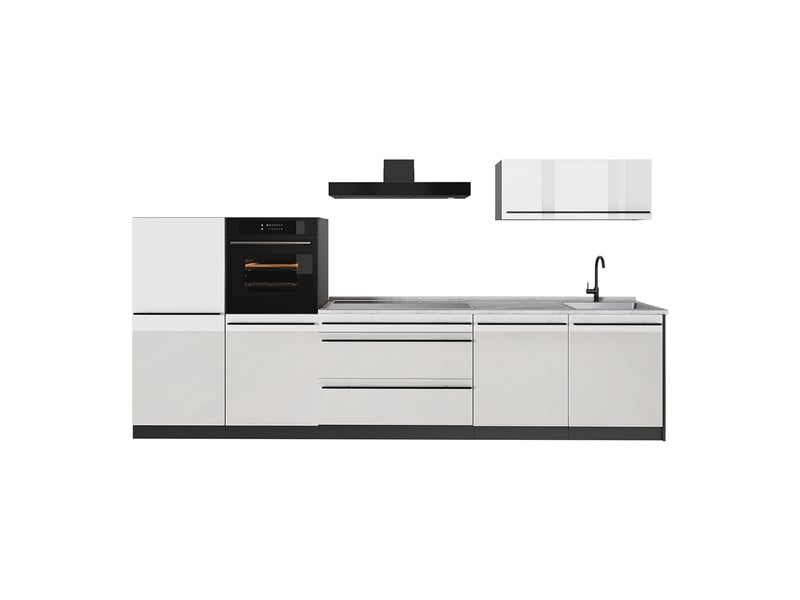  Vicco cuisine, blanc haute brillanceanthracite, 340cm plan de travail marbre  - Conforama A