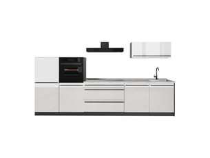 Vicco cuisine, blanc haute brillanceanthracite, 340cm plan de travail marbre