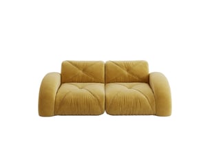 Canapé modulable 2 places sans cadre en tissu chenille jaune, design contemporain pour salon moderne et confortable