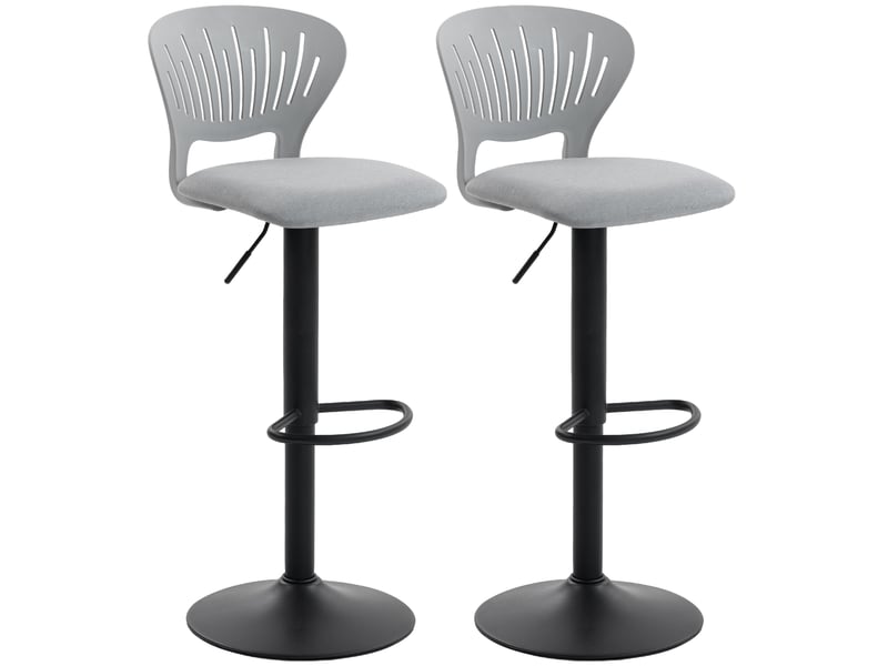  Lot de 2 tabourets de bar pivotants à 360°, hauteur réglable de 84 à 105 cm, dossier creux, repose-pieds, gris  - Conforama B
