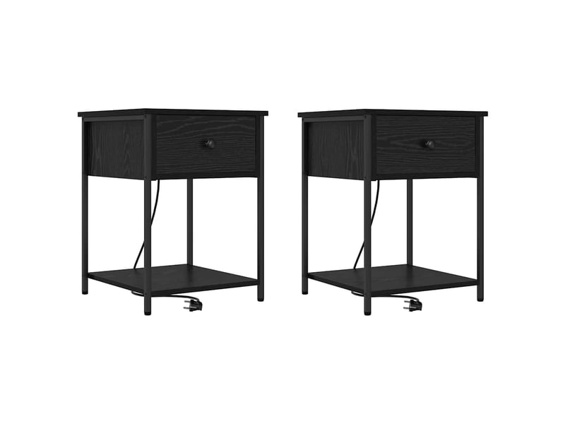  Table de chevet - cabinet de chevet - table de nuit 2 pièces chêne noir 42 x 41 x 56 cm  - Conforama A