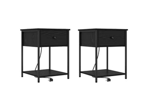 Table de chevet - cabinet de chevet - table de nuit 2 pièces chêne noir 42 x 41 x 56 cm