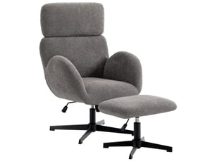 Fauteuil pivotant avec repose-pieds, réglable en hauteur et avec appui-tête ajustable, fonction bascule, gris