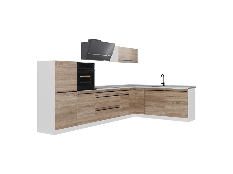  Vicco cuisine en angle, sonomablanc, 347 x cm plan de travail marbre  - Conforama A