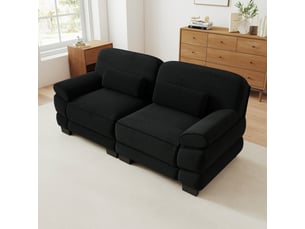 Canapé modulable - 2 places - coussins lombaires - velours côtelé - mobilier de salon - configuration flexible - pratique - noir