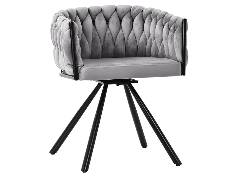  Lot de 4 chaises de salle à manger pivotantes à 360° - lpospi - dossier ergonomique, pieds en métal, velours - gris  - Conforama E