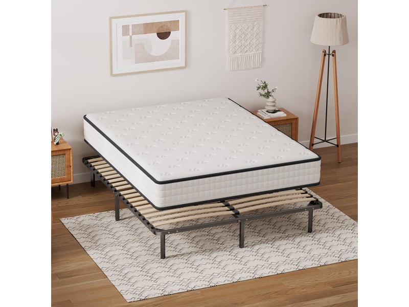  Ensemble matelas en mousse + sommier à lattes 140x190cm, epaisseur du matelas 22cm  - Conforama D