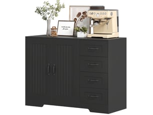 Buffet 2 porte(s) 4 tiroir(s) - 105 cm coloris noir
