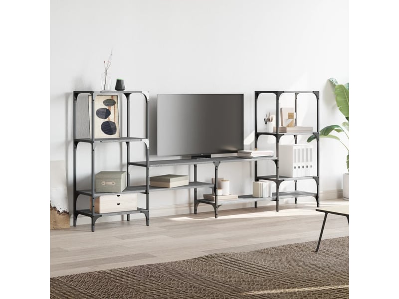  Meuble tv - banc tv - meuble de rangement sonoma gris 206,5x28,5x95 cm bois d'ingénierie  - Conforama D