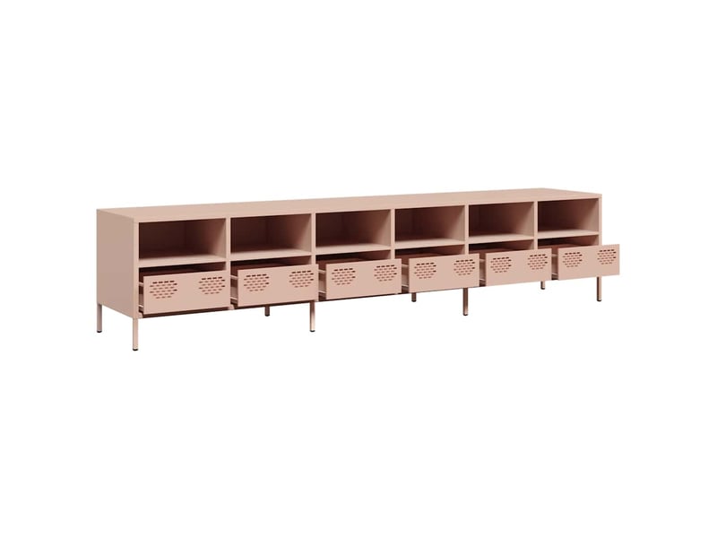 Meuble tv - banc tv - meuble de rangement rose 202x39x43,5 cm acier laminé à froid  - Conforama D