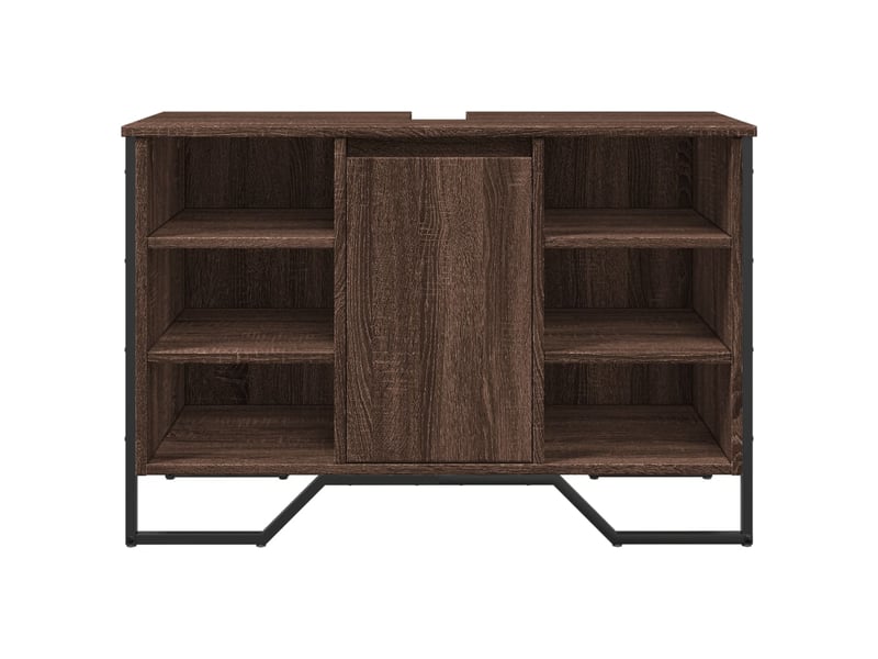  Armoire lavabo salle de bain, meuble de rangement chêne marron 91x35x60 cm  - Conforama D