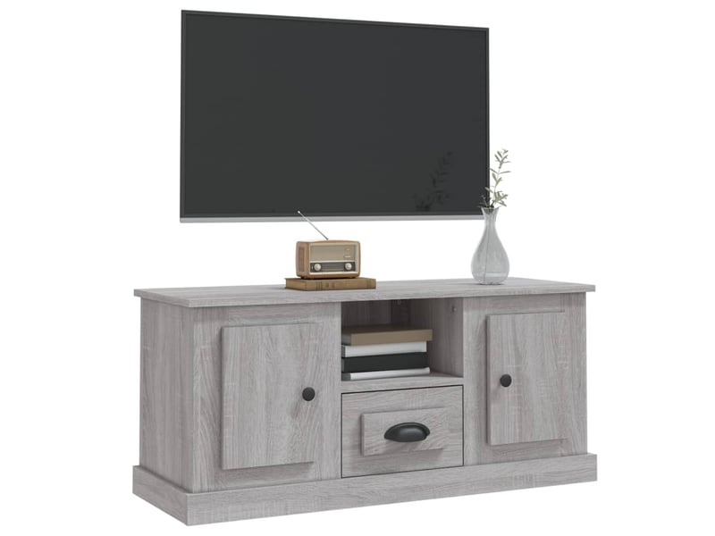  Meuble tv - banc tv - meuble de rangement sonoma gris 100x35,5x45 cm bois d'ingénierie  - Conforama D