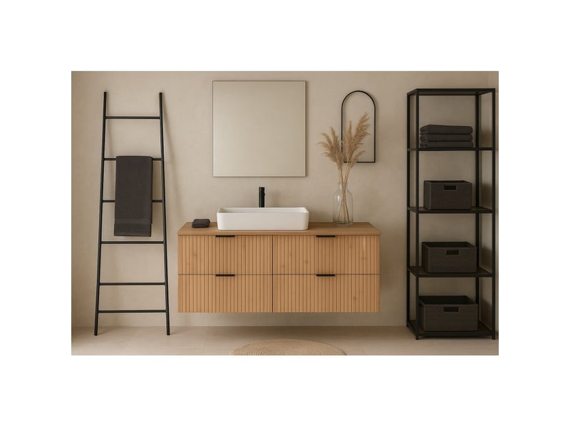  Meuble sous vasque noxera 120 cm avec plan pour vasque – chêne wotan  - Conforama B