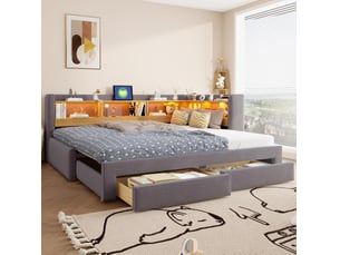 Lit gigogne 90x200 cm OKWISH coloris gris