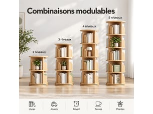 Bibliotheque coloris naturel 5 étagère(s) <strong></strong> <strong></strong> - 46 cm x 157 cm