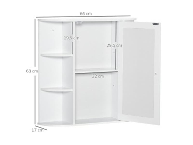  Armoire de toilette murale avec miroir et 8 compartiments homvra  - Conforama D