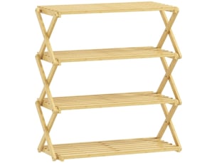 Étagère à chaussures 4 niveaux en bambou, 12 paires, entrée et couloir, 60x29x67 cm, naturel