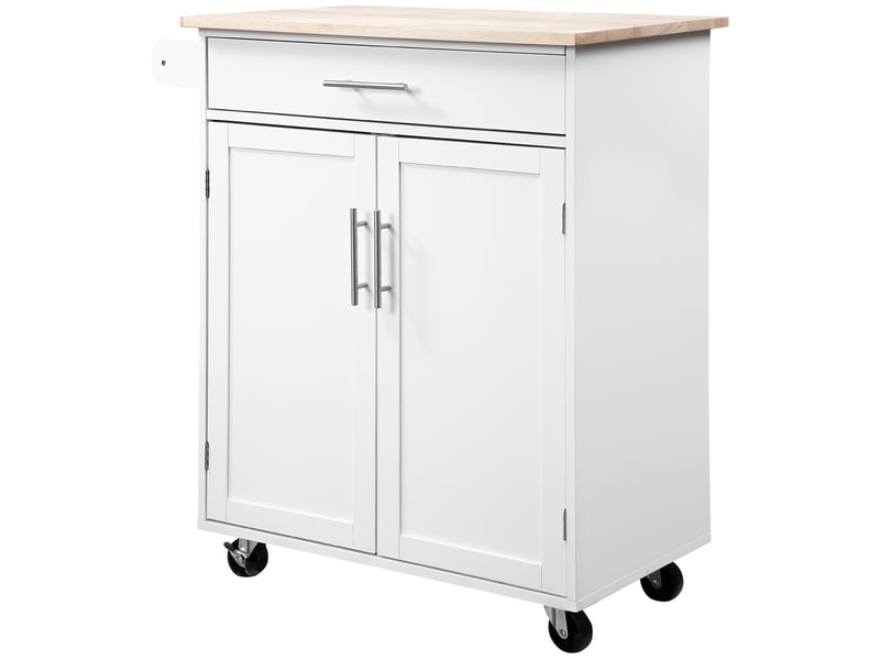 Desserte de cuisine sur roulettes chariot de service ilot de cuisine blanc - avec tiroir de placard et porte-torchons - Conforama B