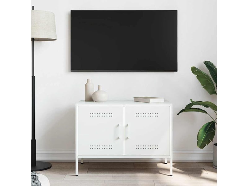  Meuble tv - banc tv - meuble de rangement blanc 68x39x50,5 cm acier  - Conforama C