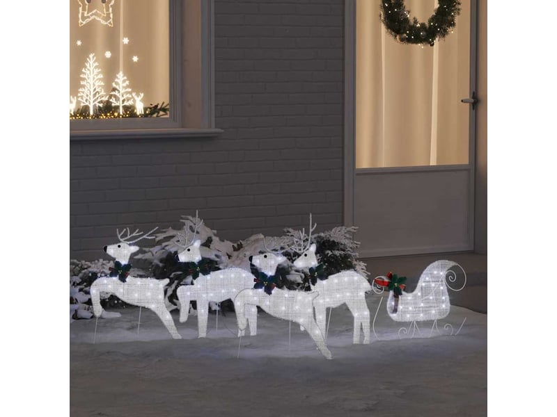  Lot de 5 rennes led, éclairage de noël, décoration de noël argenté 43 x 18 x 66 cm tissu cf62089  - Conforama B