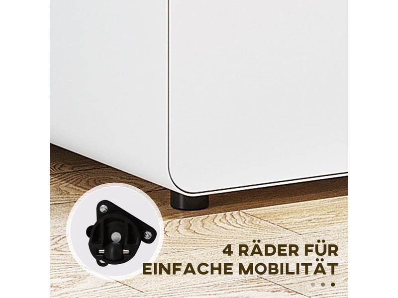  Caisson de bureau mobile 39 x 48 x 59 cm blanc en acier, 3 tiroirs verrouillables sur roulettes, rangement de documents  - Conforama E