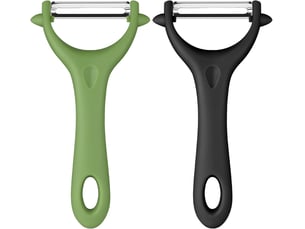 2 pcs éplucheur universel, econome legumes inox eplucheur legumes manuel eplucheur pomme de terre poignée ergonomique (noir+vert)