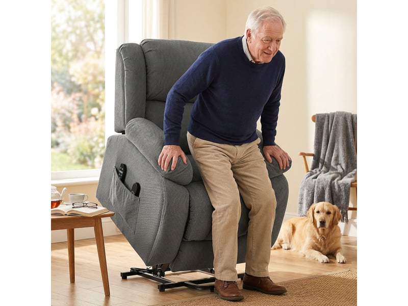  Fauteuil de salon, fauteuil releveur électrique massage et chauffage, 93x104x100cm, gris  - Conforama C