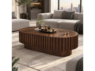 Table basse ovale,100x50x35,5 cm,avec tiroir,mdf,effet noyer