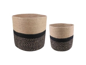 Jardinière - ensemble de pots à plantes 2 pcs naturel et noir ø 28 x 28 cm