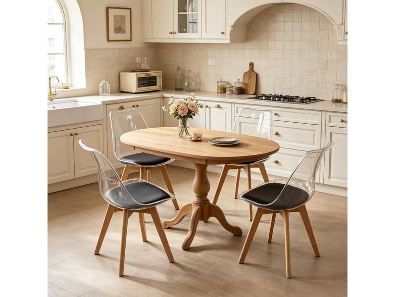  Lot de 4 chaises de salle à manger 42 x 42 x 83 cm – noir – assise en similicuir et pieds en bois  - Conforama B