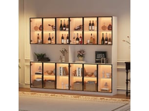Vitrine coloris blanc 12 étagère(s) KORFEE  - 137.6 cmx240 cm